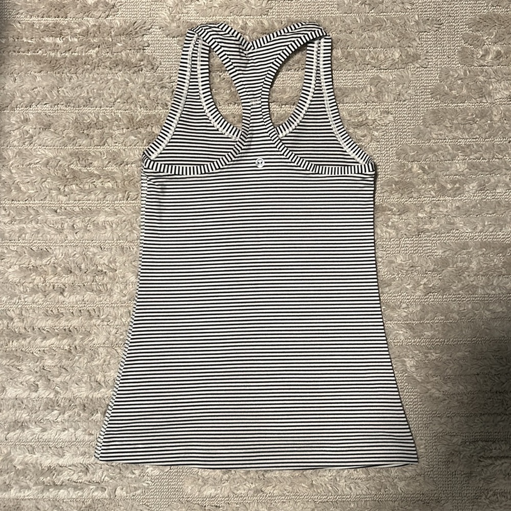 Lululemon Black & White Striped CRB Racerback Tank - Picture 2 of 3